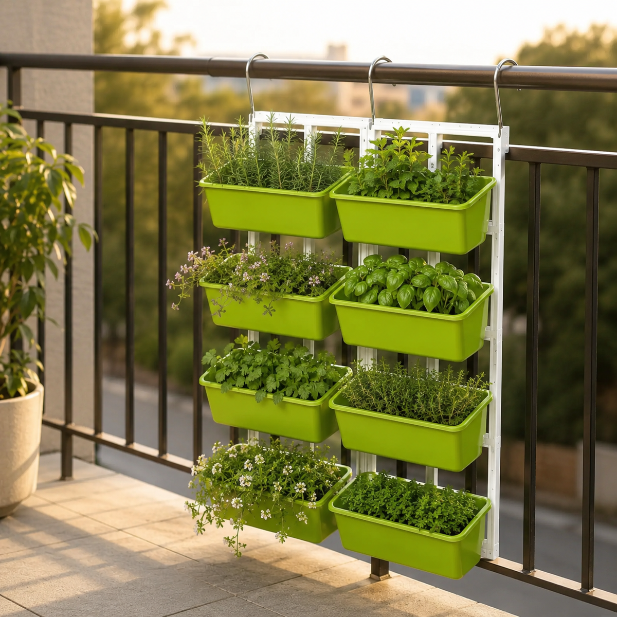 Hanging Vertical Garden Planter with 8 Pots