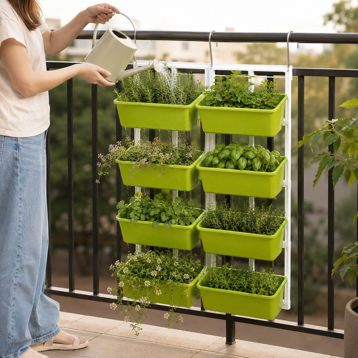 Hanging Vertical Garden Planter with 8 Pots