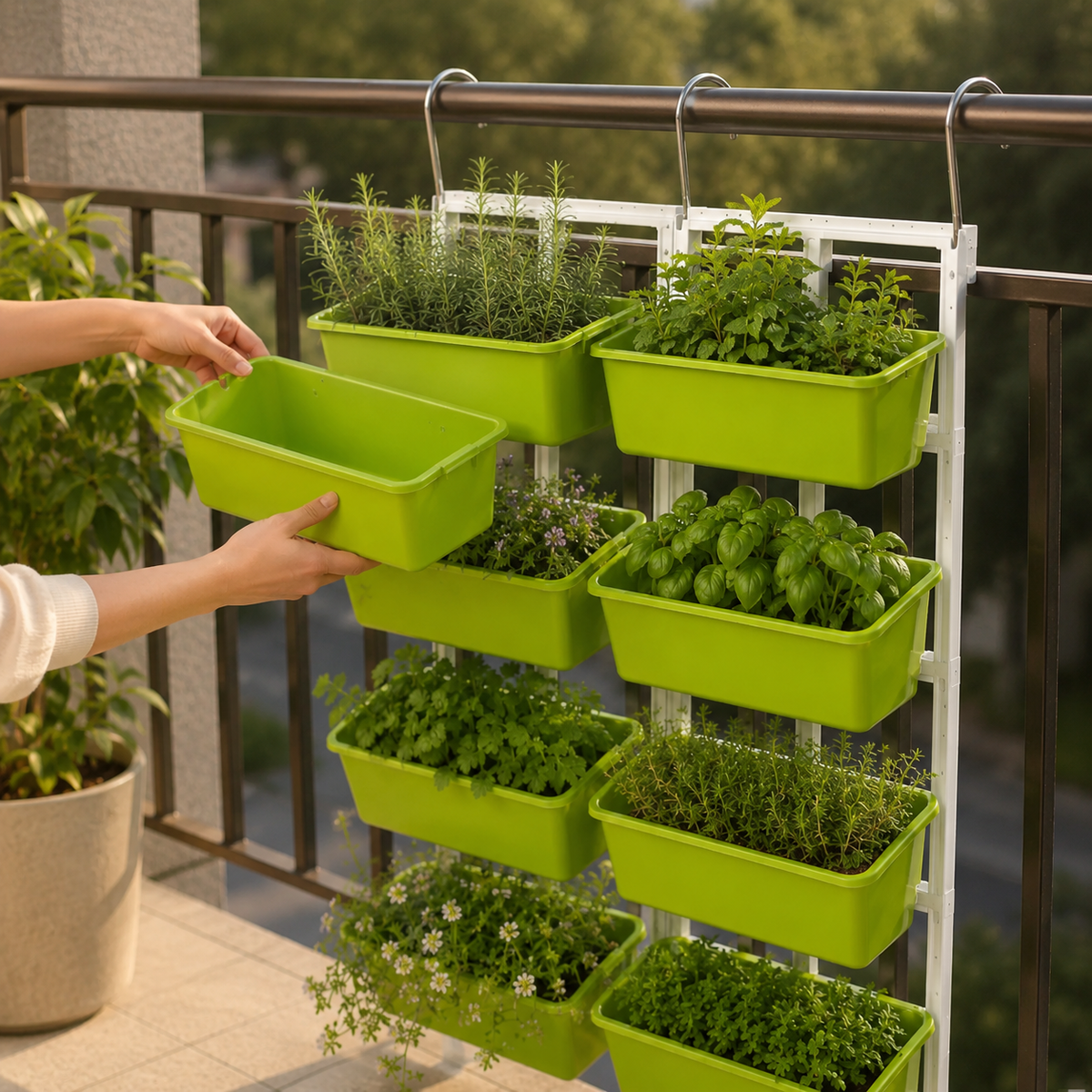 Hanging Vertical Garden Planter with 8 Pots