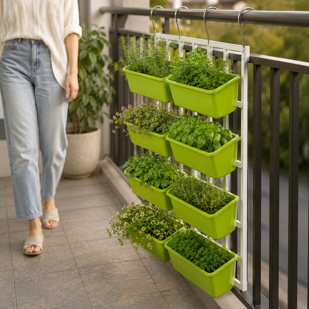 Hanging Vertical Garden Planter with 8 Pots