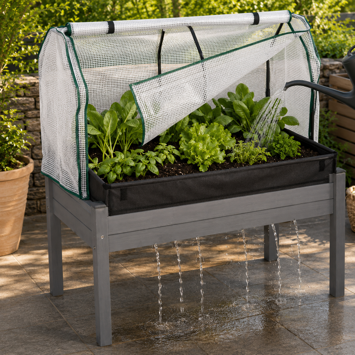 Elevated Garden Bed with Greenhouse Cover