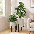 Whitewashed Metal Planter Set of 2 with Stands