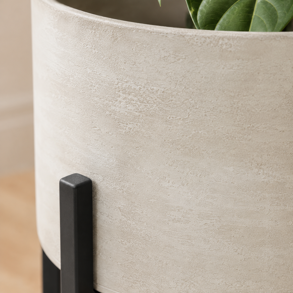 Whitewashed Metal Planter Set of 2 with Stands