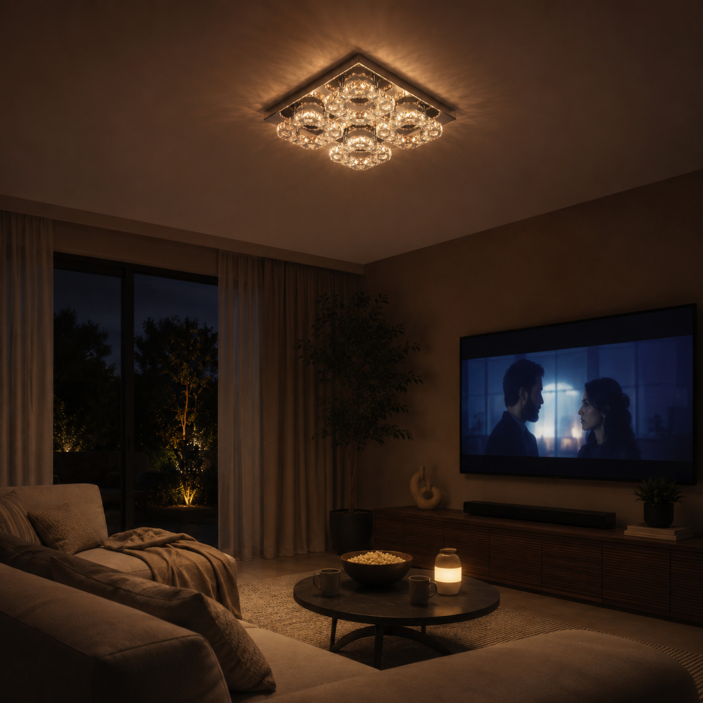 Crystal Flush Mount LED Ceiling Light with Remote