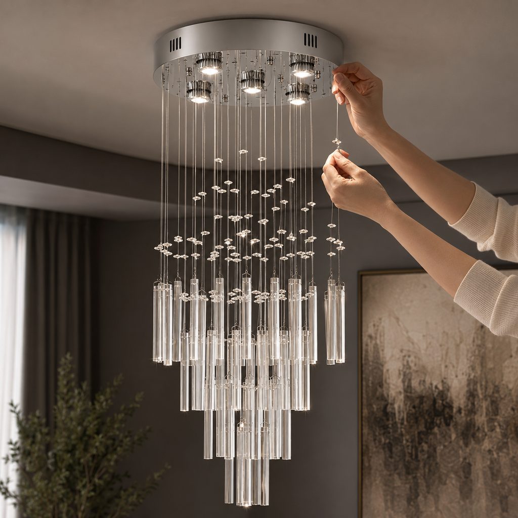 Cascading Crystal Raindrop Chandelier