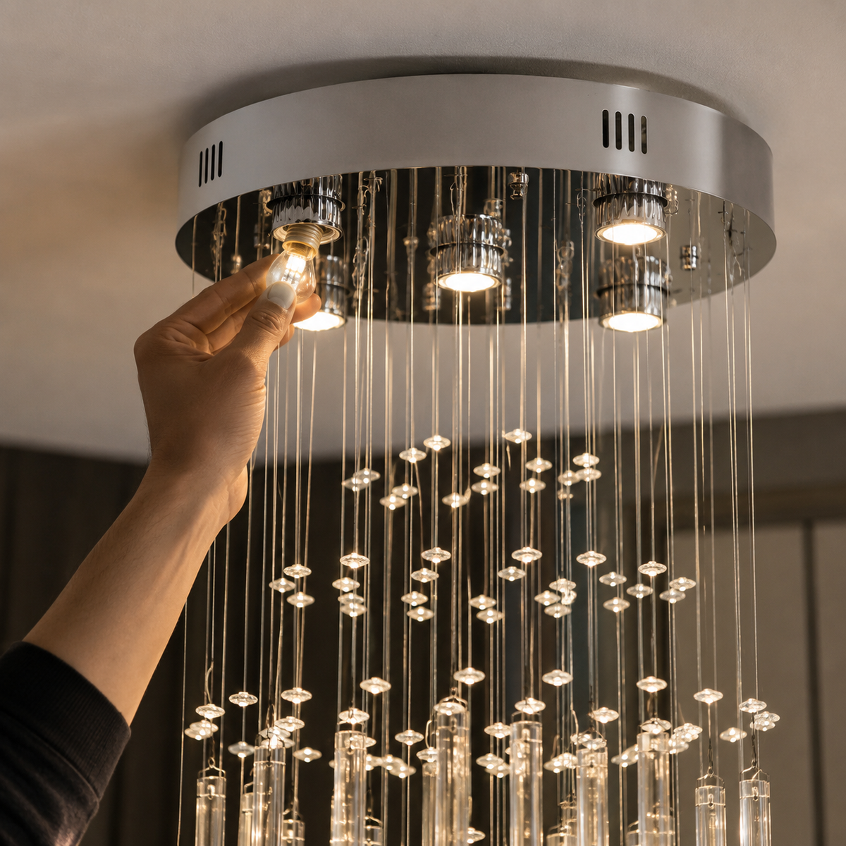 Cascading Crystal Raindrop Chandelier