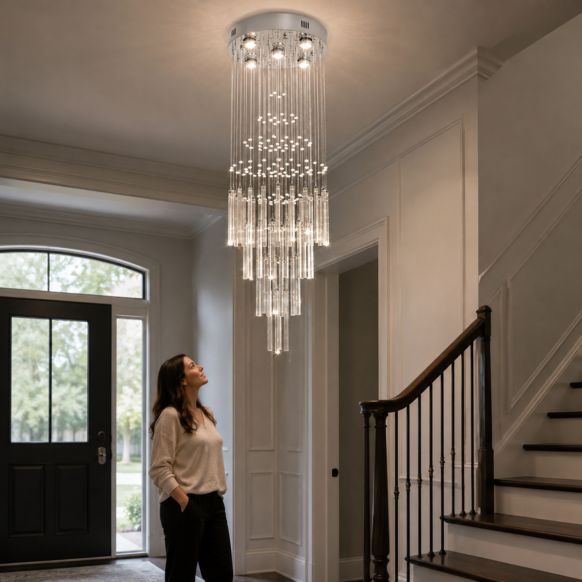 Cascading Crystal Raindrop Chandelier