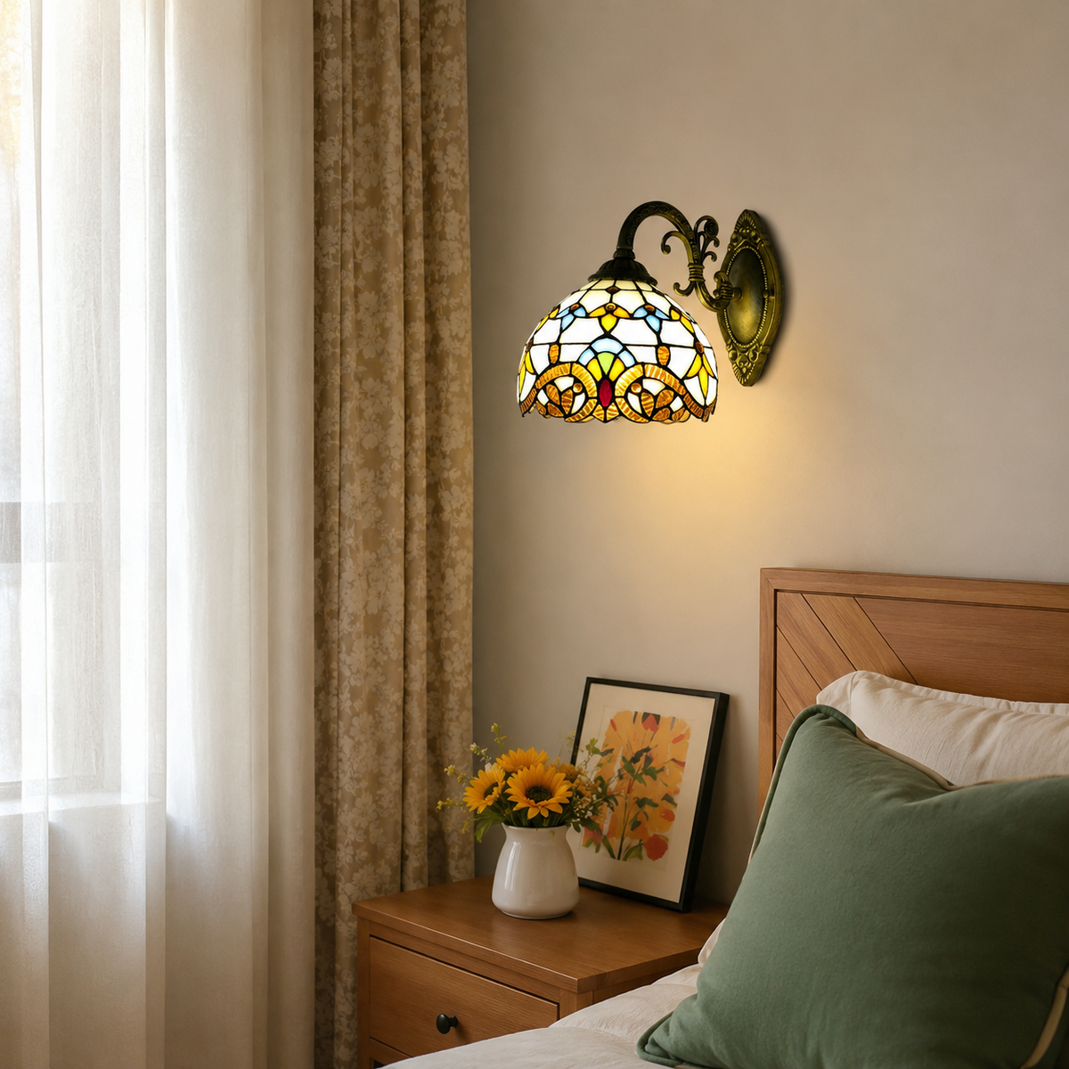 Tiffany-Style Stained Glass Wall Lamp