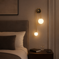 Mid-Century Gold Double Globe Wall Sconce