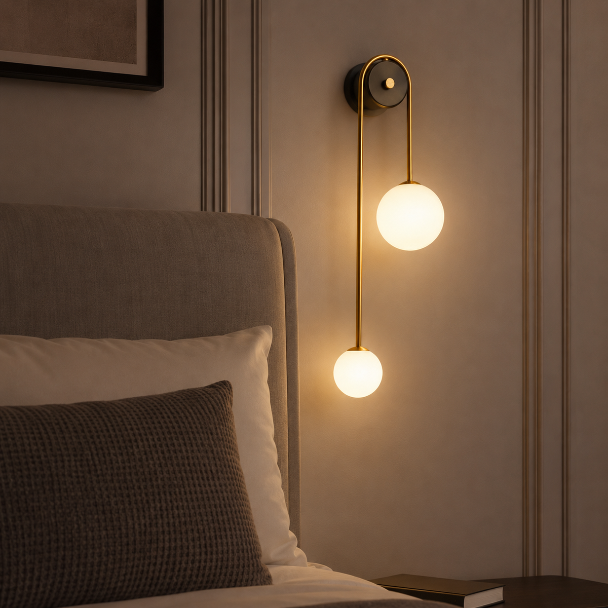 Mid-Century Gold Double Globe Wall Sconce