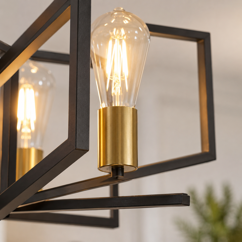 Black and Gold Geometric 8-Light Chandelier