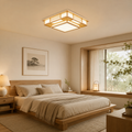 Japandi Solid Wood Flush Mount Ceiling Light