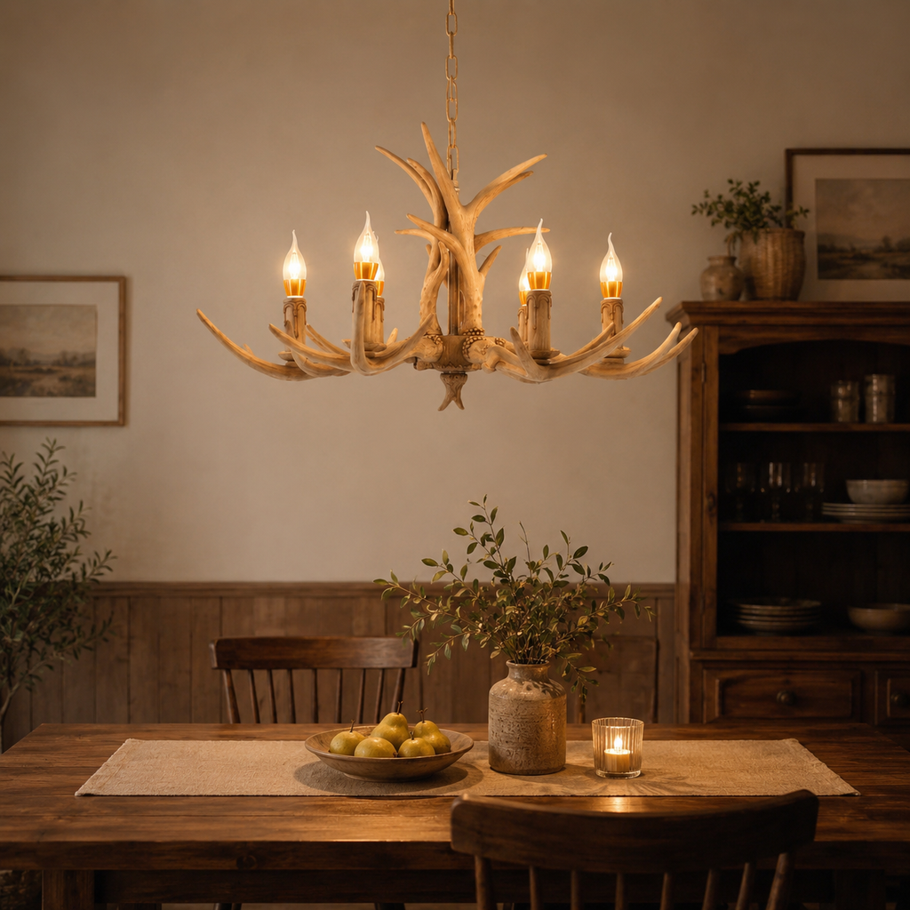 Faux Antler 6-Light Chandelier