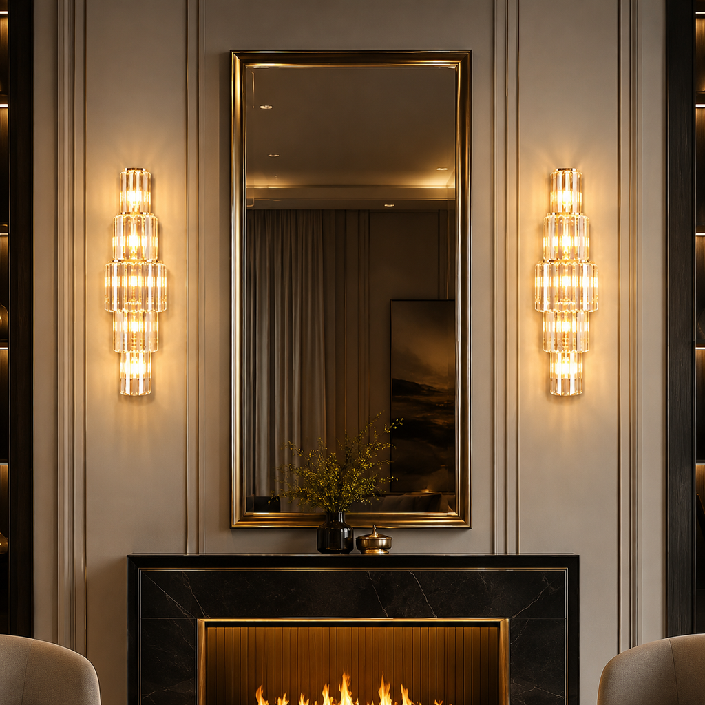 Tiered Crystal Column Wall Sconce