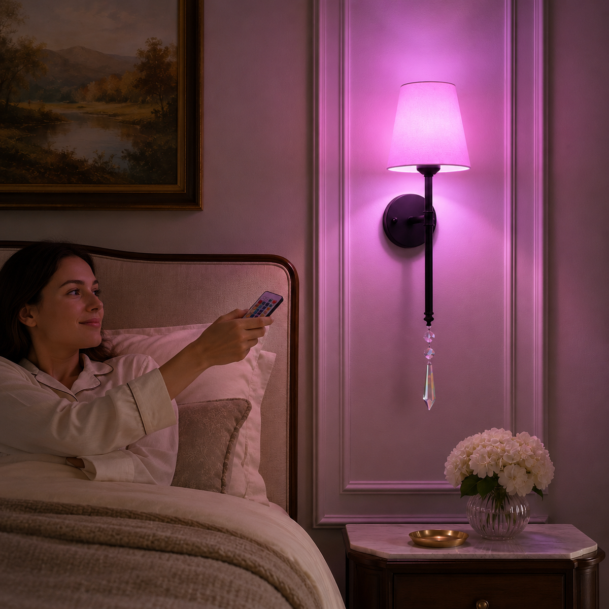 Cordless Color-Changing Wall Sconce with Remote