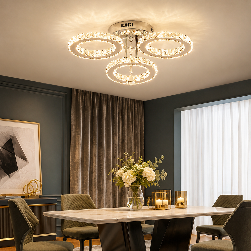 Crystal Ring LED Ceiling Light with Remote