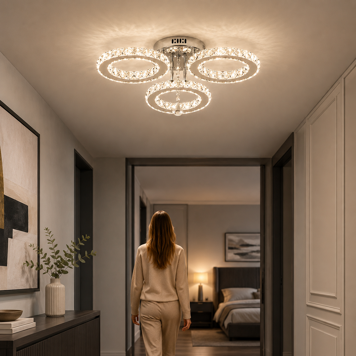 Crystal Ring LED Ceiling Light with Remote