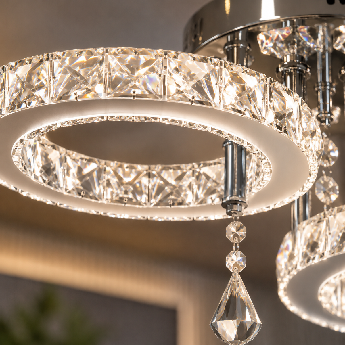 Crystal Ring LED Ceiling Light with Remote
