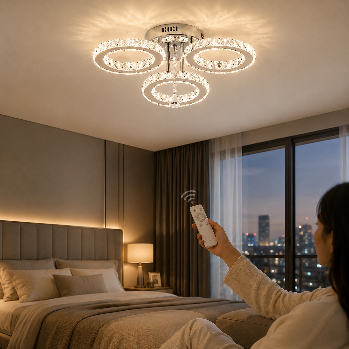 Crystal Ring LED Ceiling Light with Remote