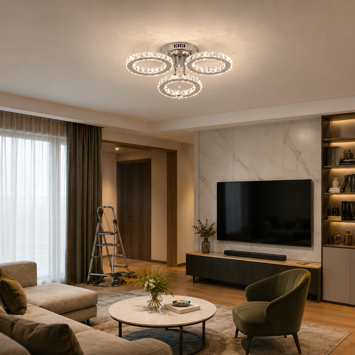 Crystal Ring LED Ceiling Light with Remote