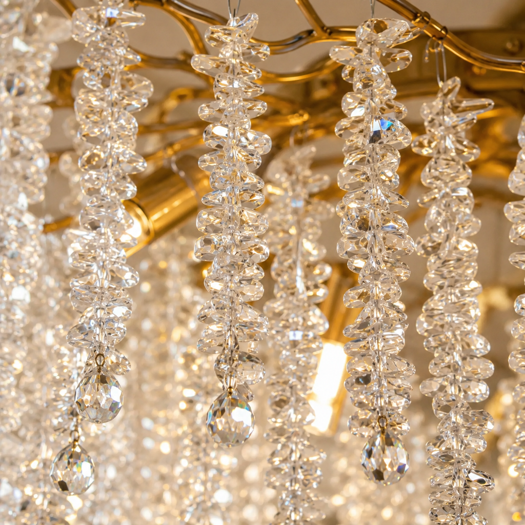 Gold Branch Waterfall Crystal Chandelier