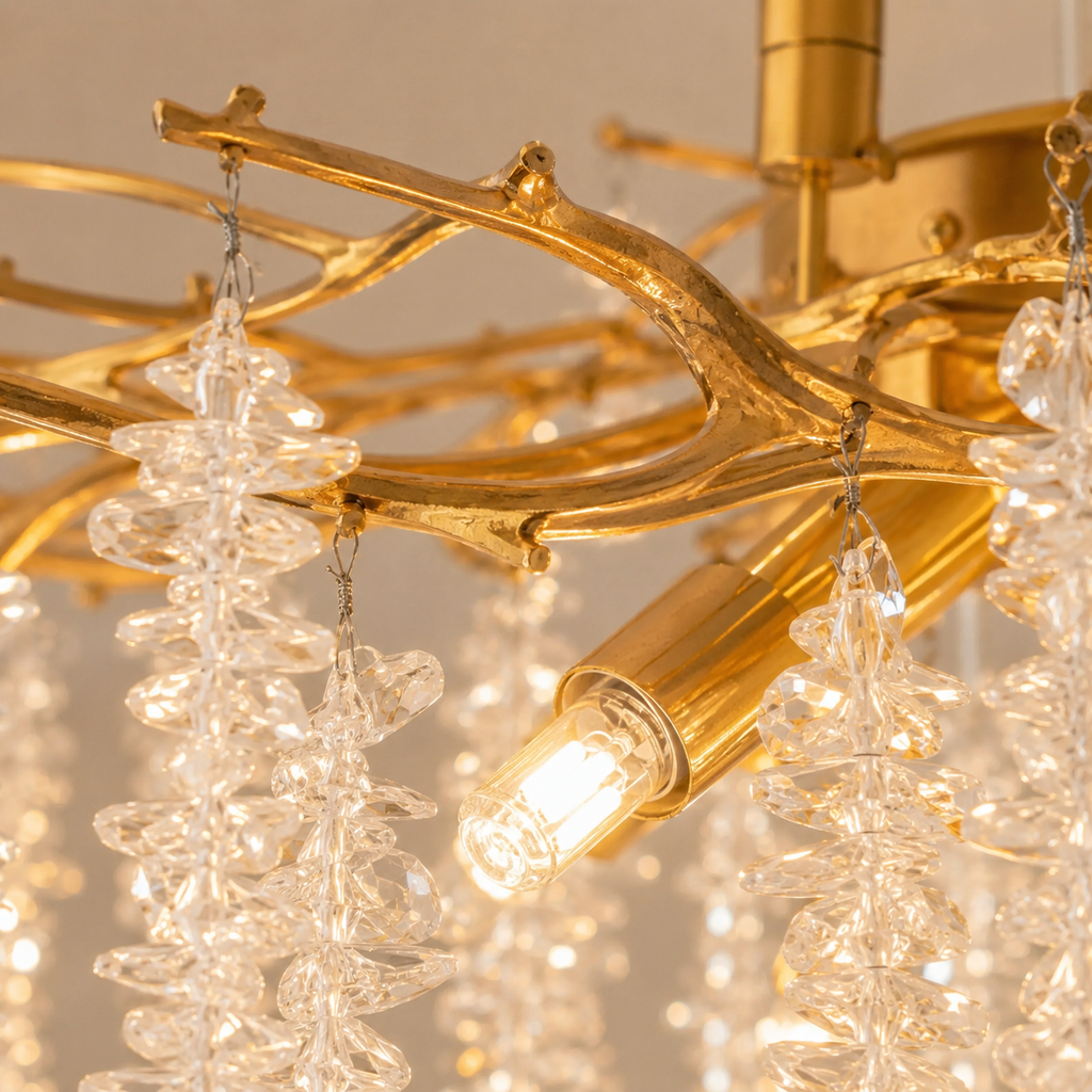 Gold Branch Waterfall Crystal Chandelier