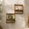 Square Wood Box Wall Shelves (Set of 2)