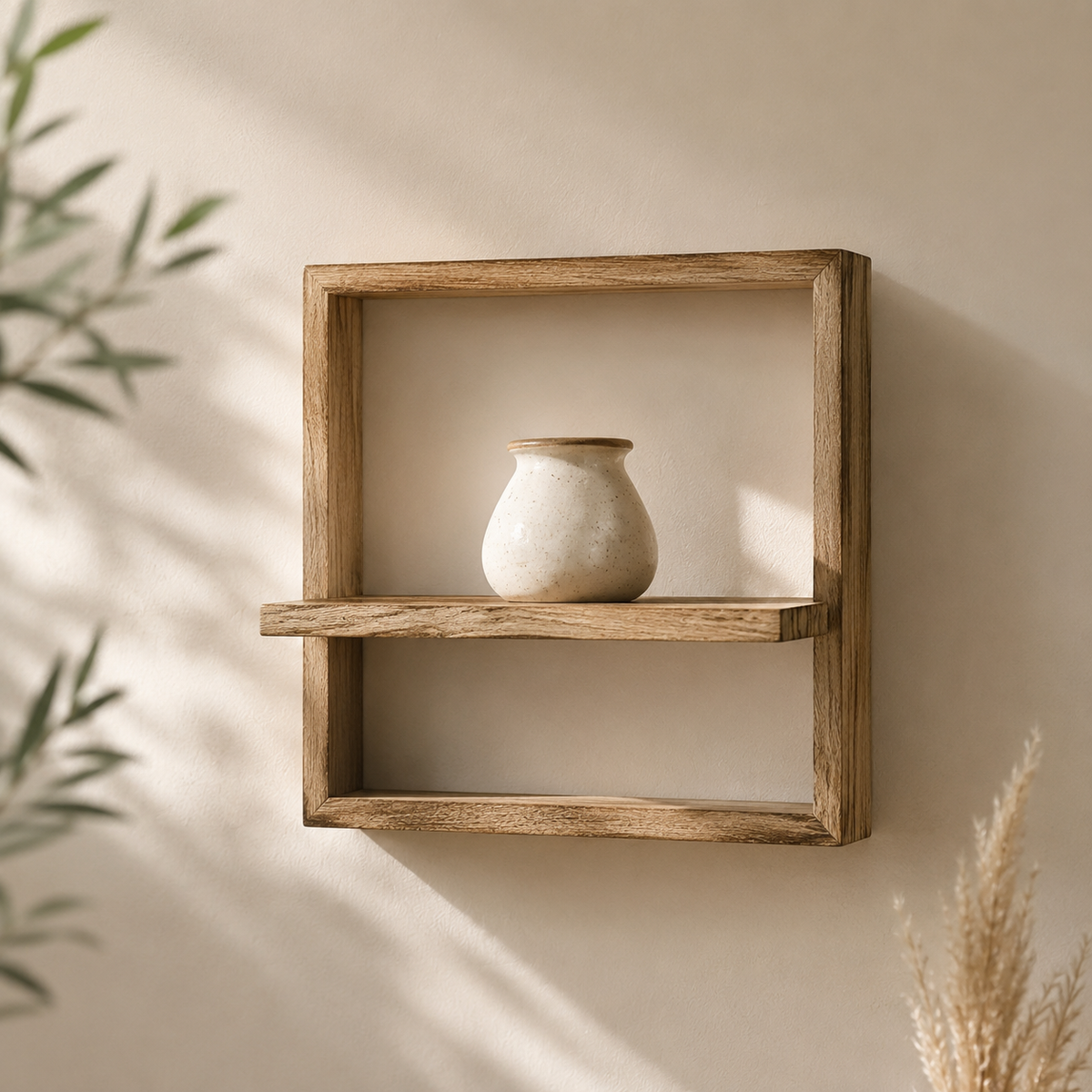 Square Wood Box Wall Shelves (Set of 2)