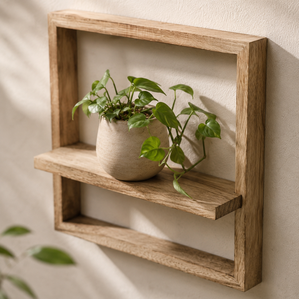 Square Wood Box Wall Shelves (Set of 2)