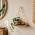Rope Swing Wood Wall Shelf