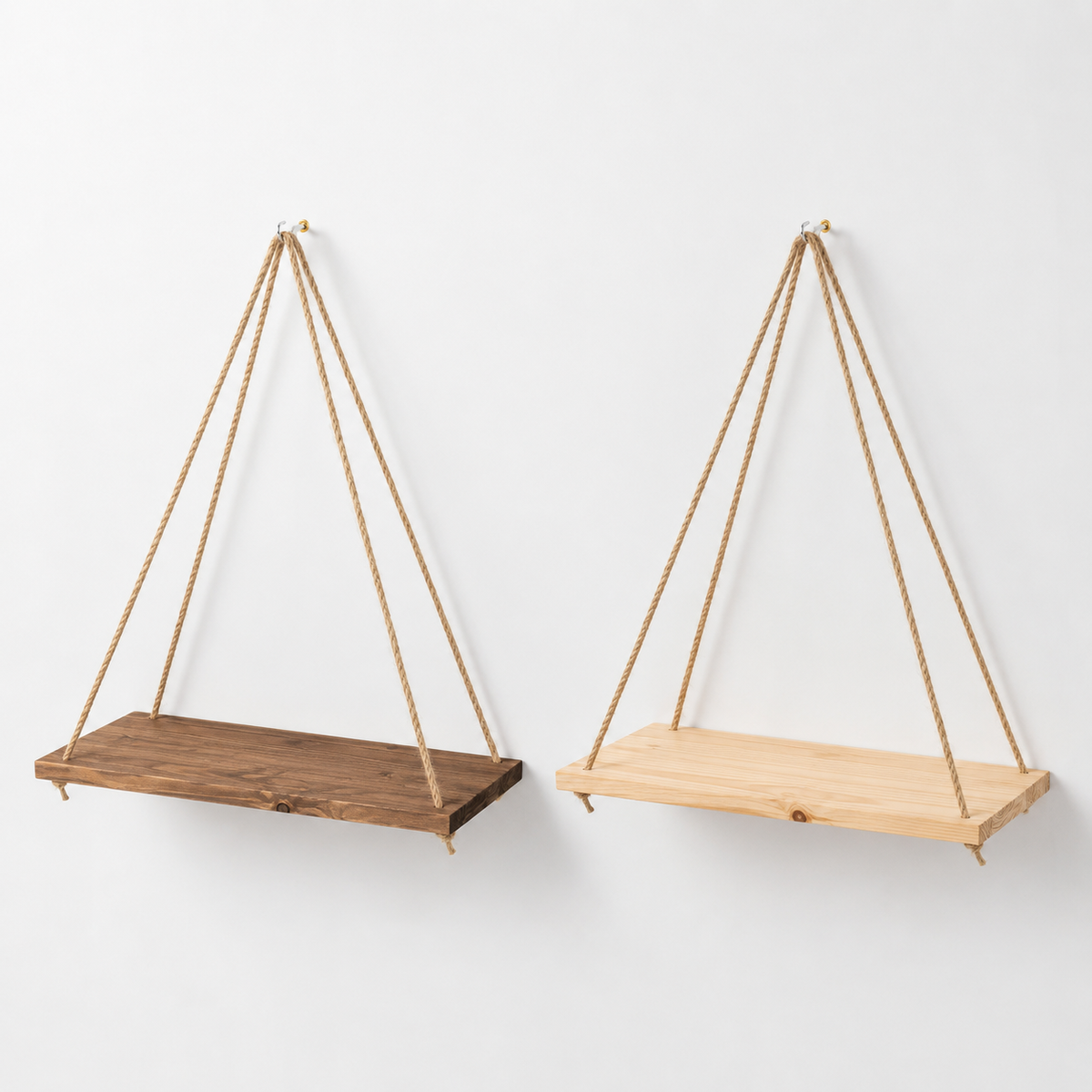 Rope Swing Wood Wall Shelf
