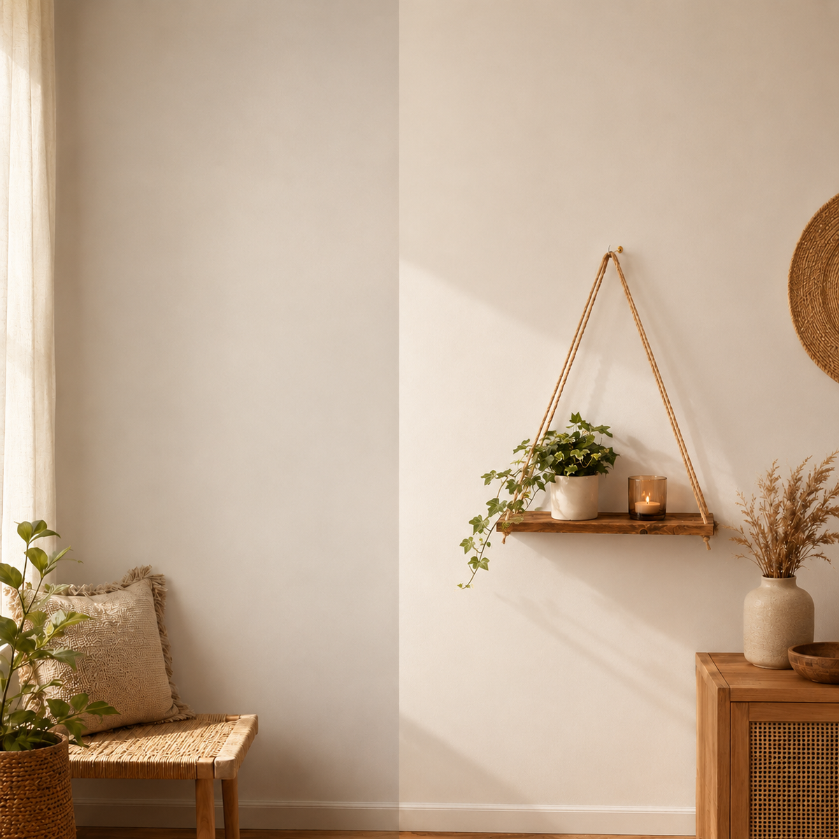 Rope Swing Wood Wall Shelf
