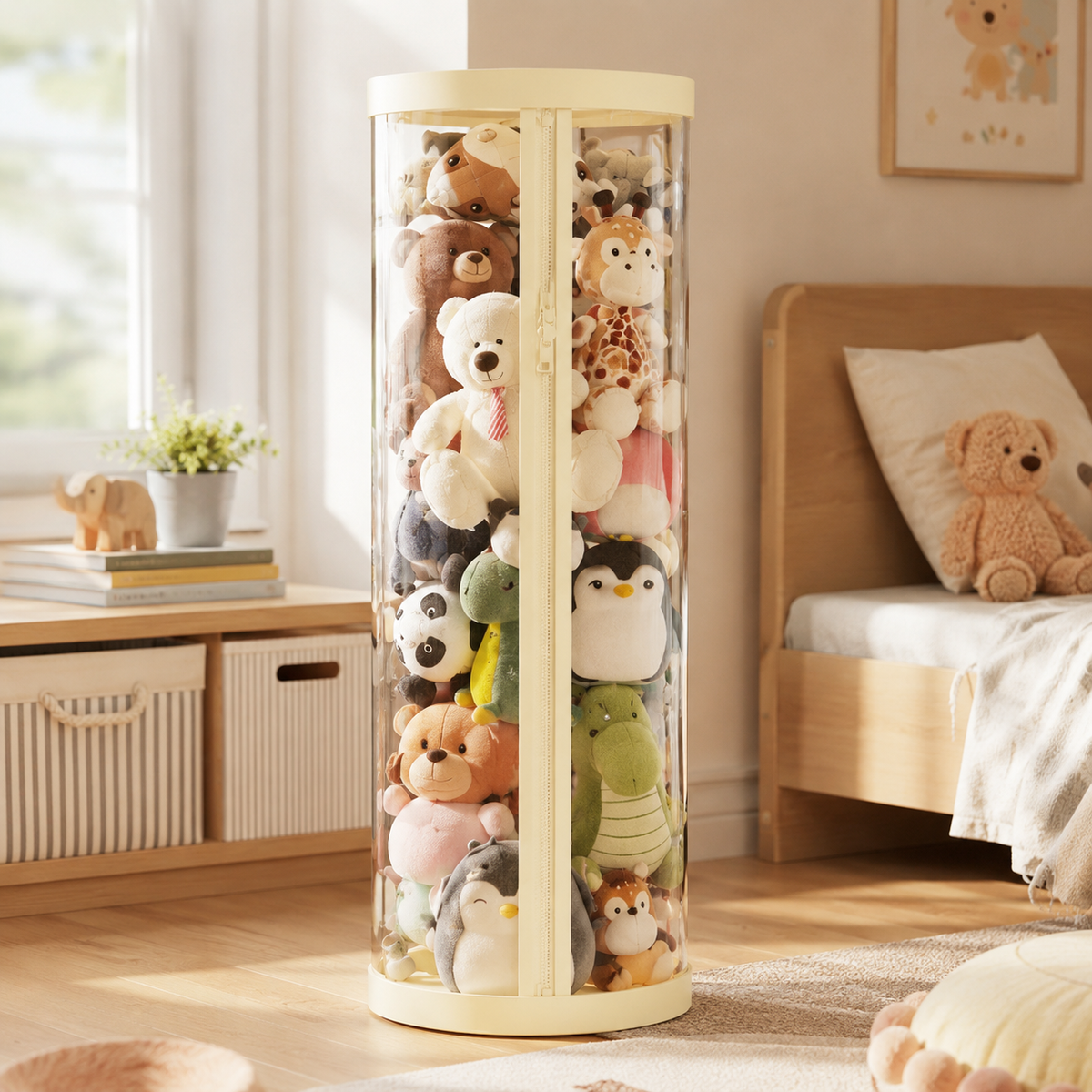 Zip-Up Plush Toy Storage Tower