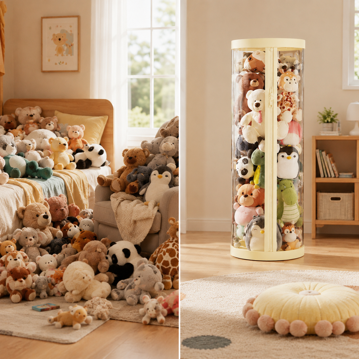 Zip-Up Plush Toy Storage Tower