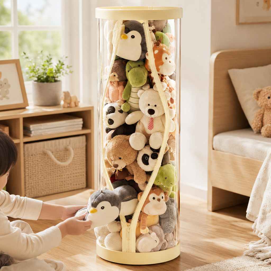 Zip-Up Plush Toy Storage Tower
