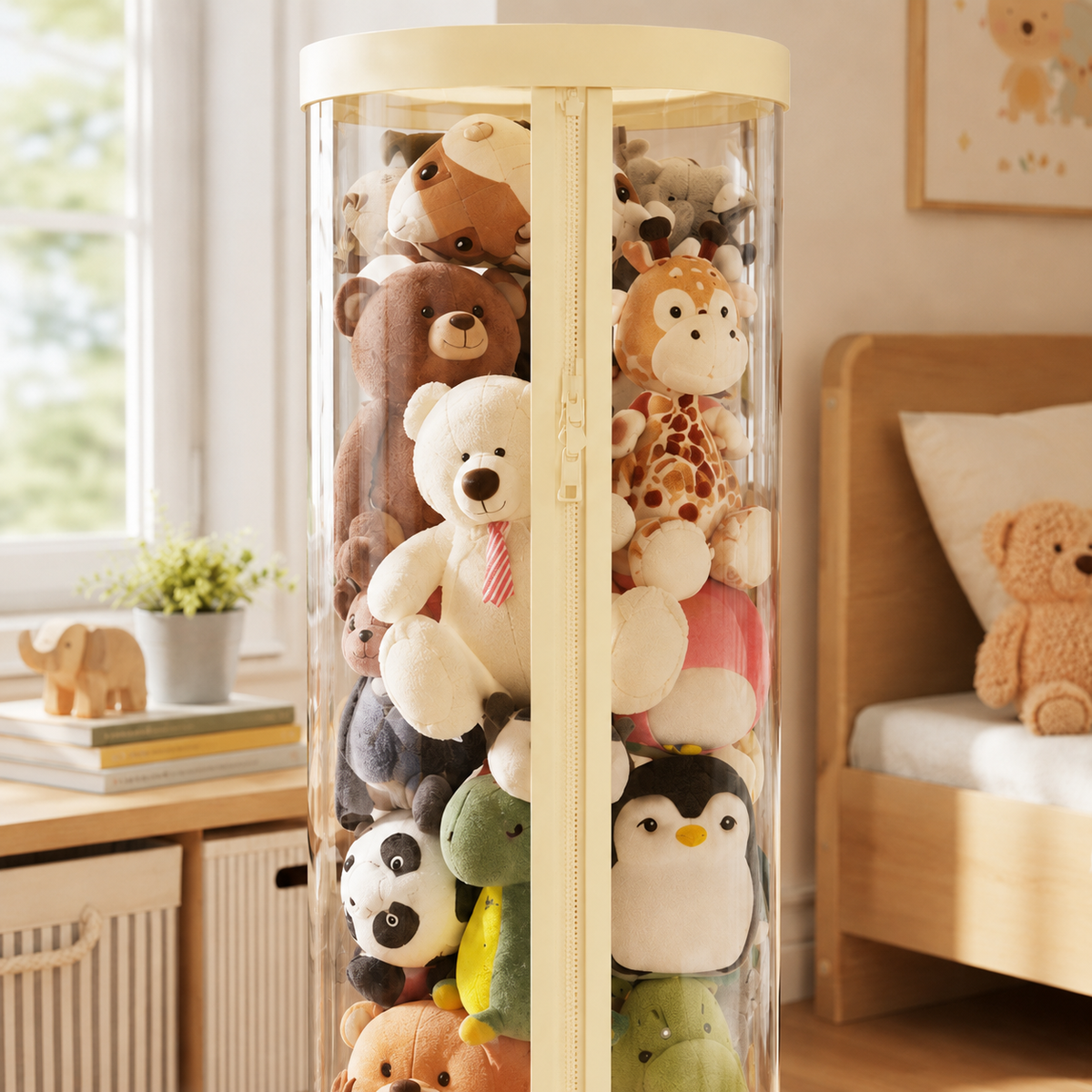 Zip-Up Plush Toy Storage Tower