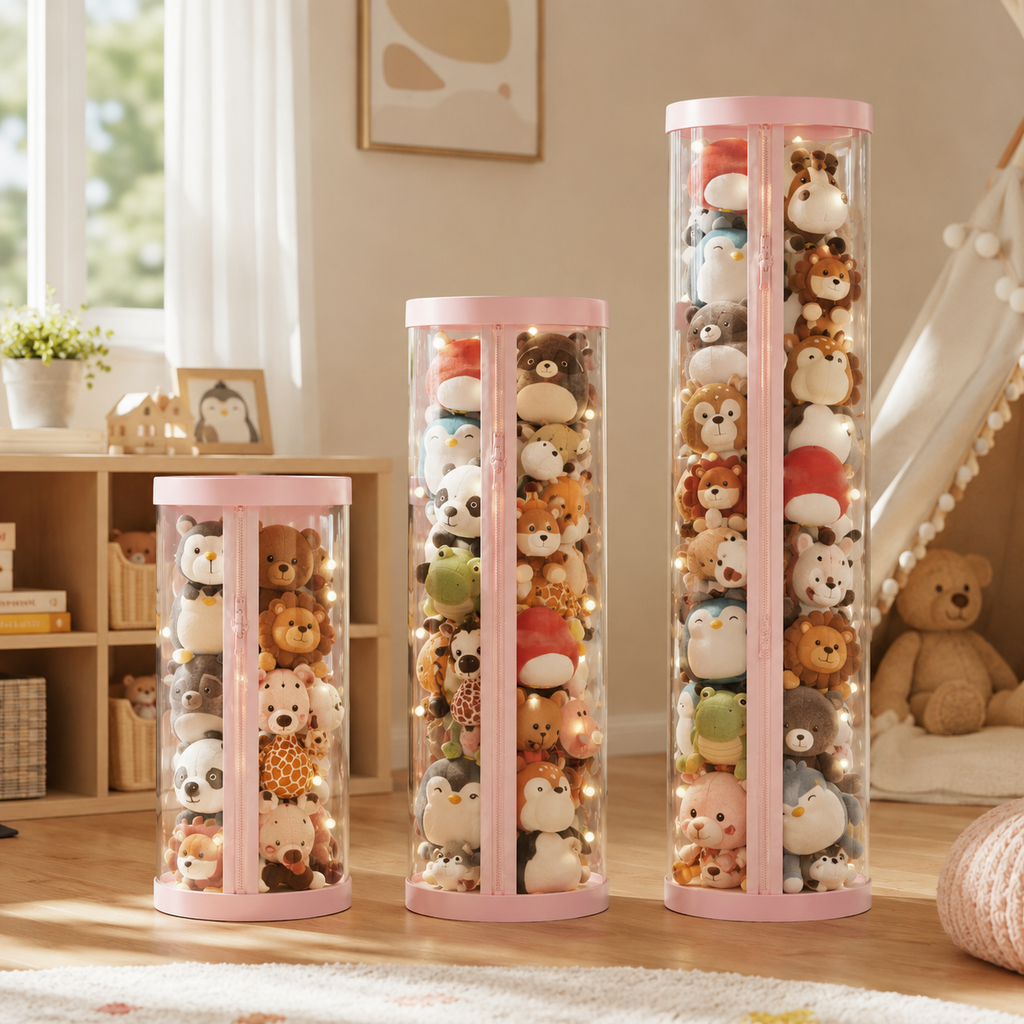 Zip-Up Plush Toy Storage Tower