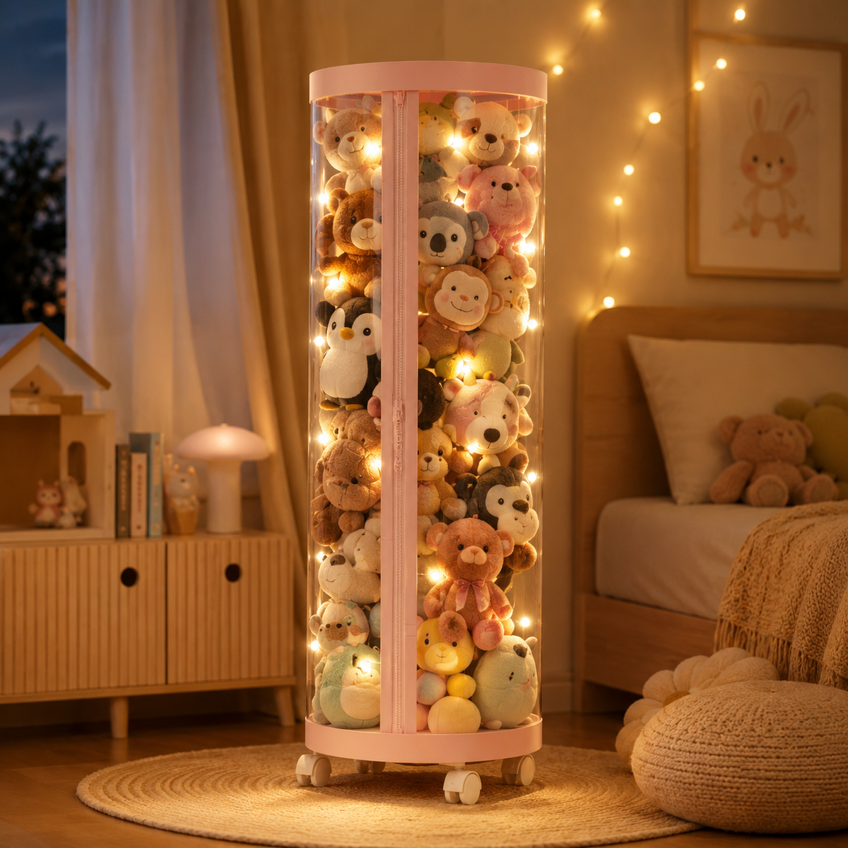 Zip-Up Plush Toy Storage Tower