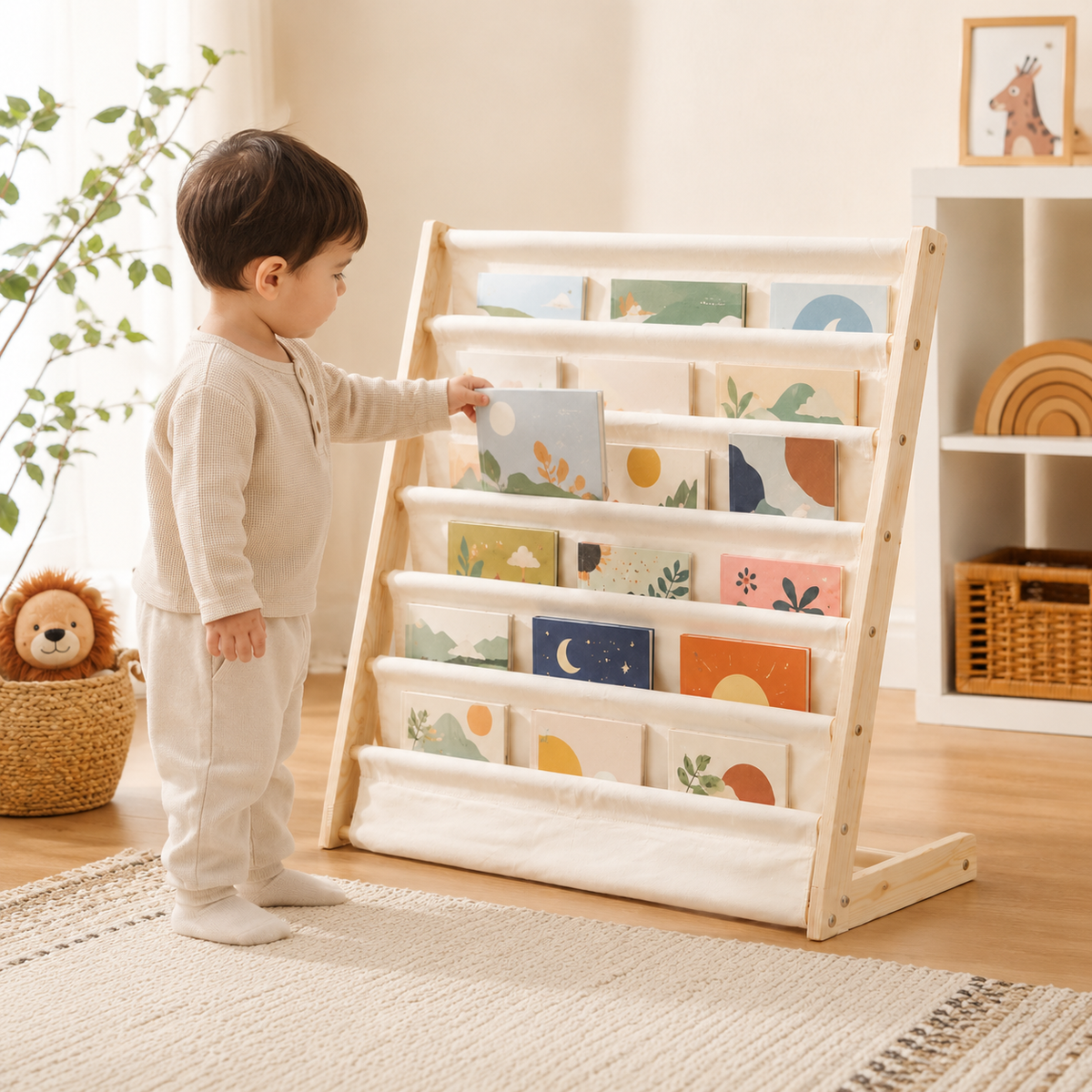 Wood & Canvas Sling Bookshelf
