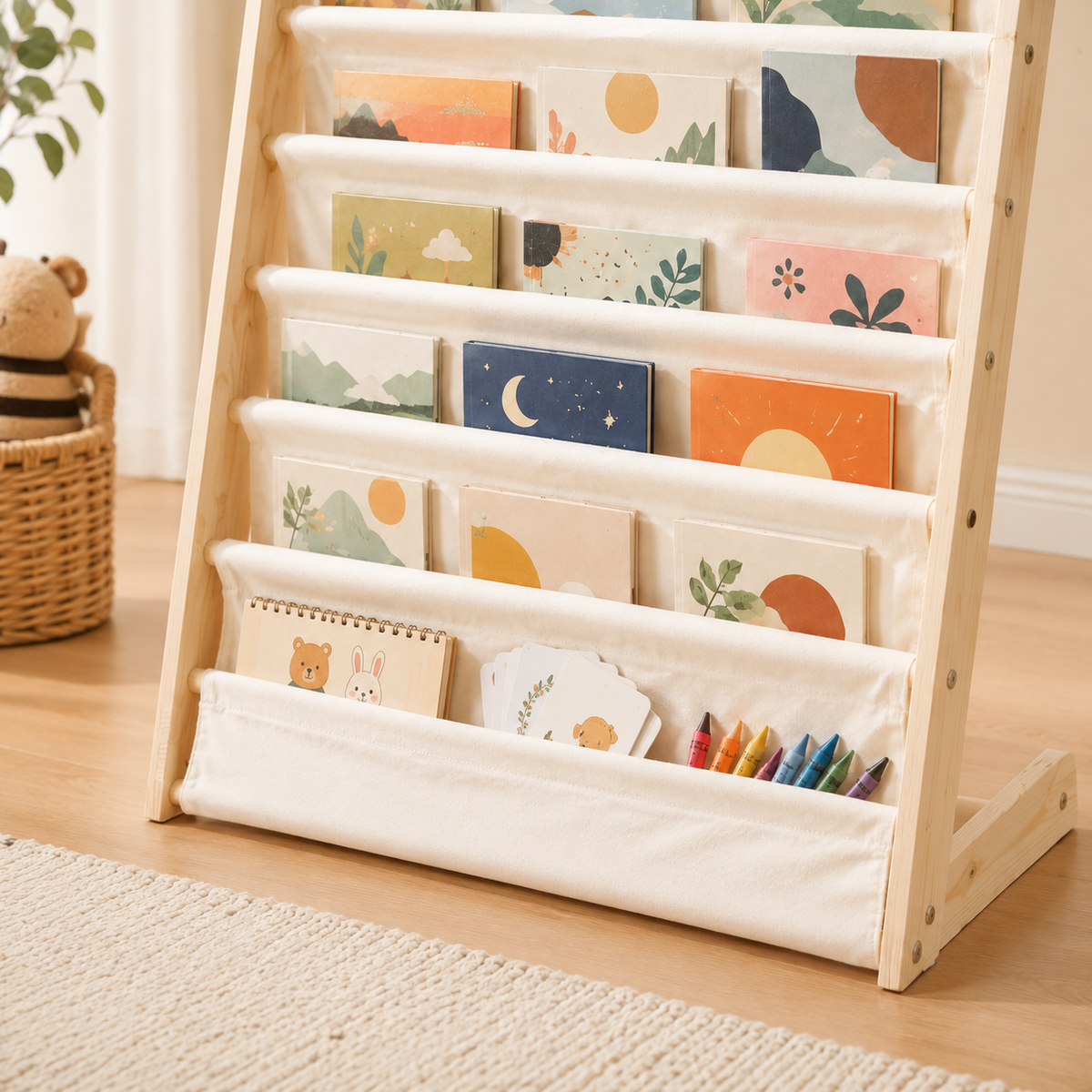 Wood & Canvas Sling Bookshelf