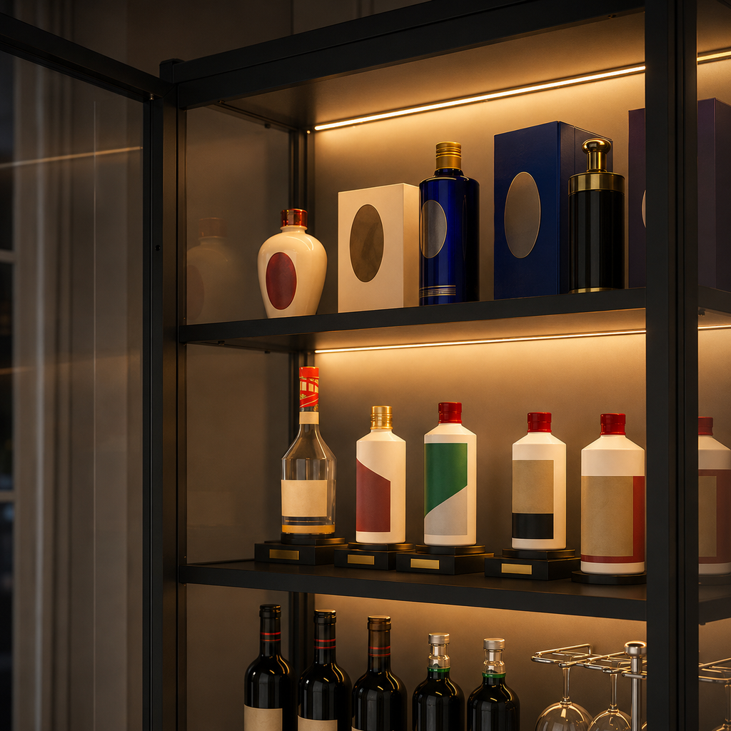 Lockable LED Wine Display Cabinet
