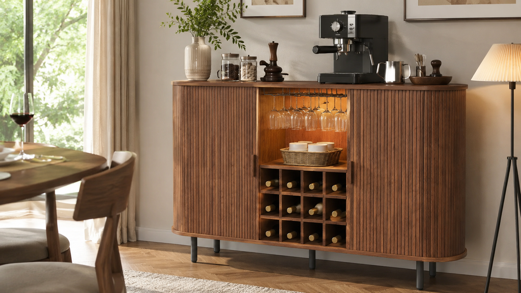 Fluted LED Wine Bar Sideboard