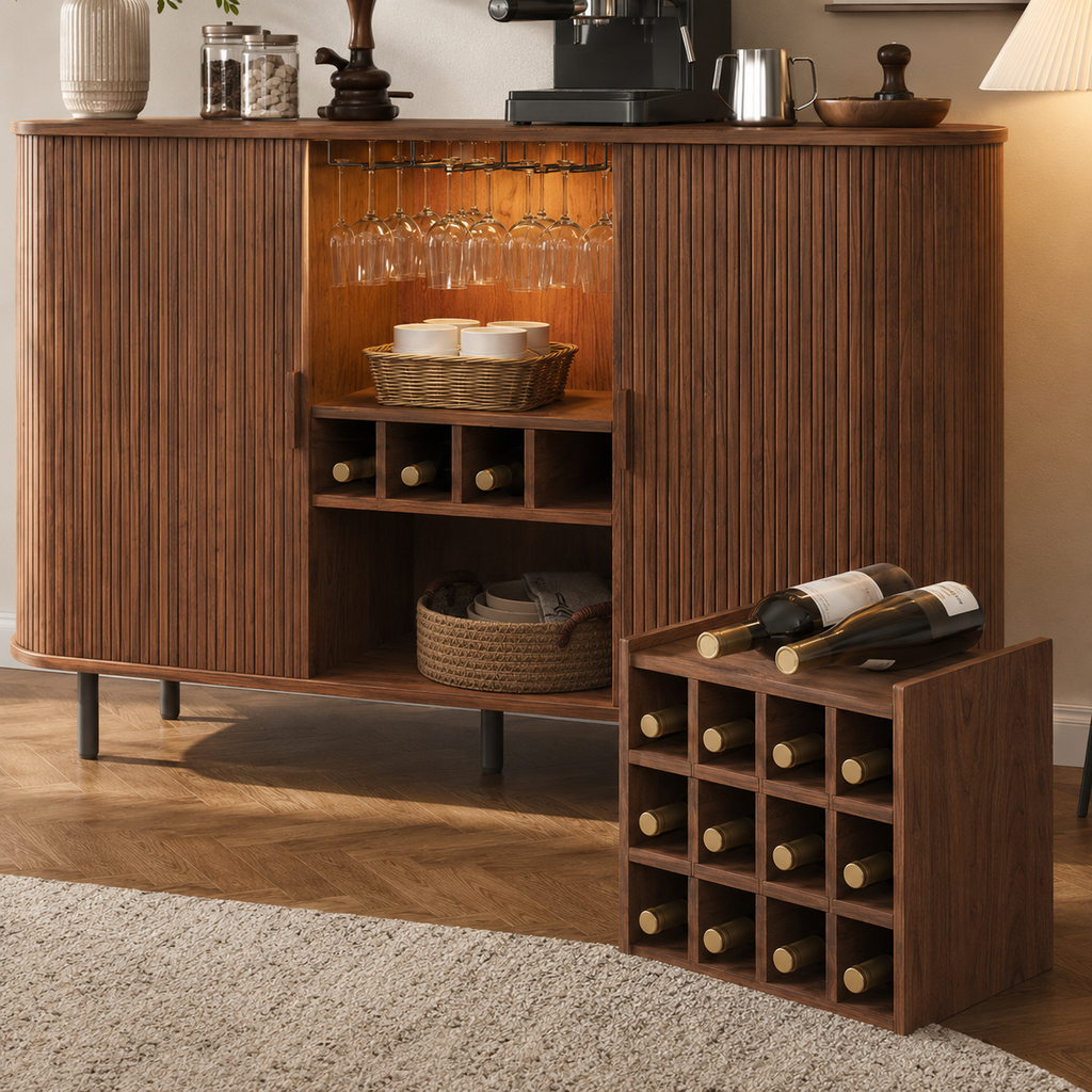 Fluted LED Wine Bar Sideboard