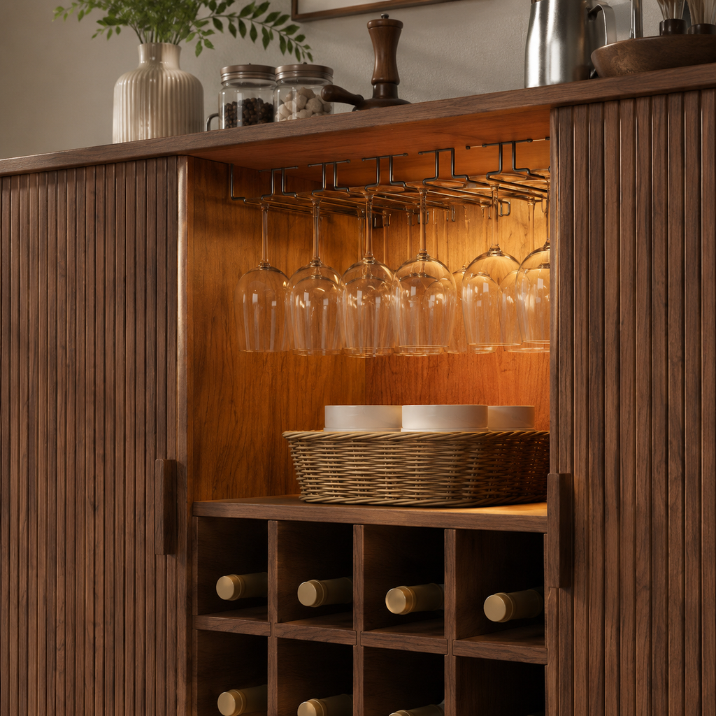 Fluted LED Wine Bar Sideboard