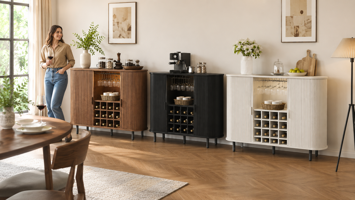 Fluted LED Wine Bar Sideboard