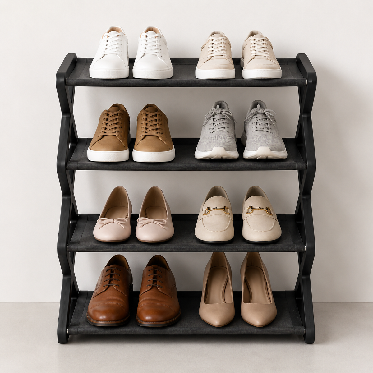 4-Tier X-Frame Shoe Rack