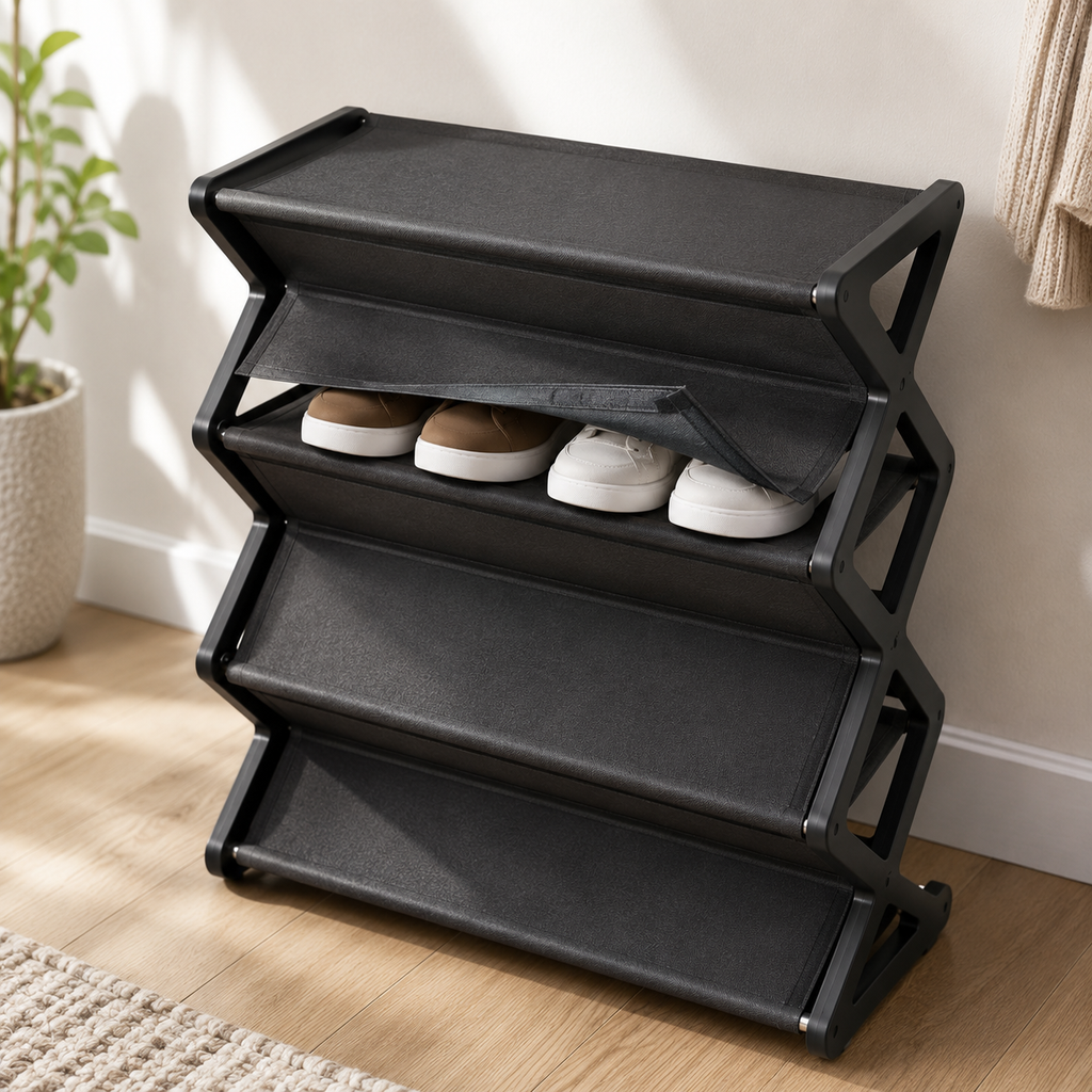 4-Tier X-Frame Shoe Rack