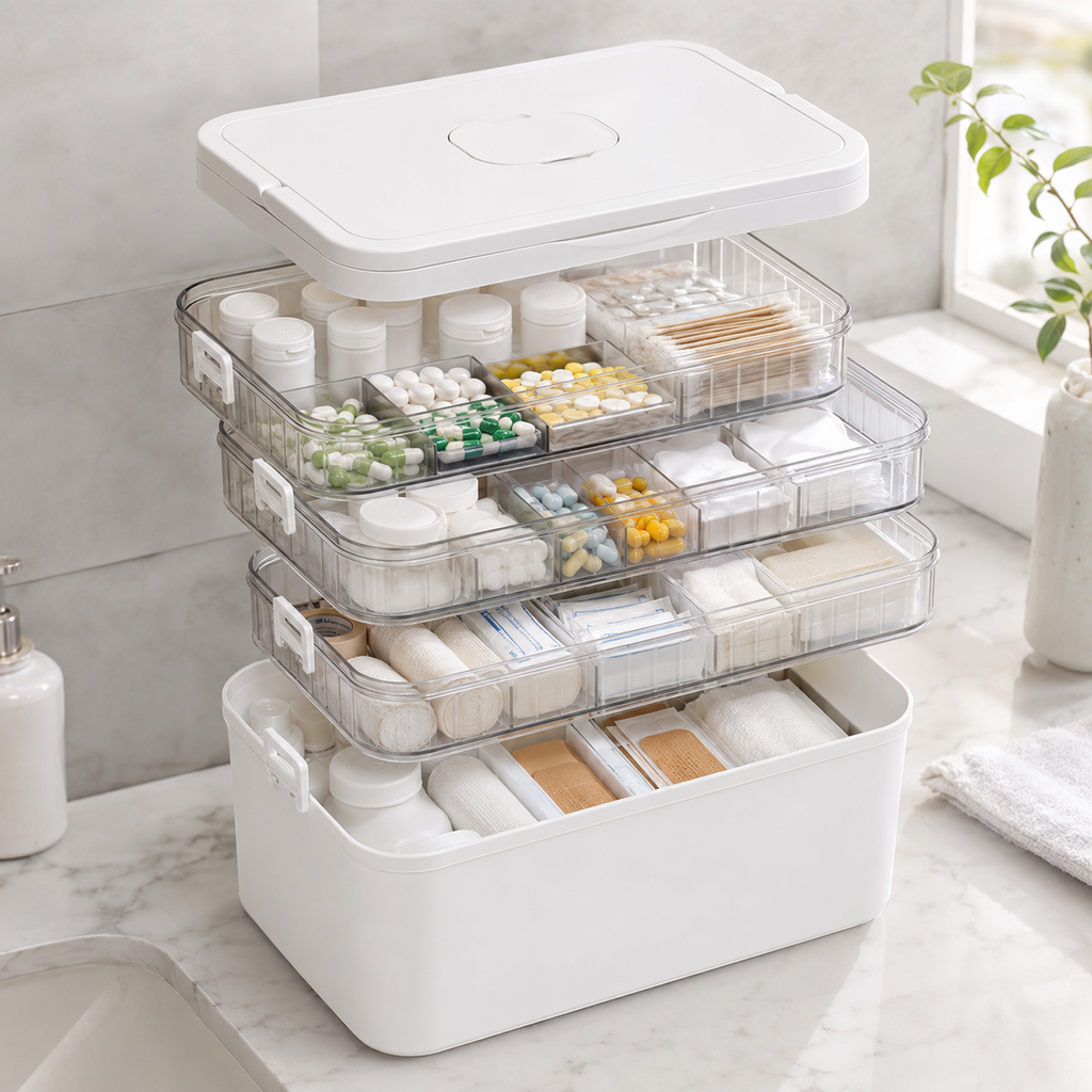 Multi-Layer Medicine Organizer Box