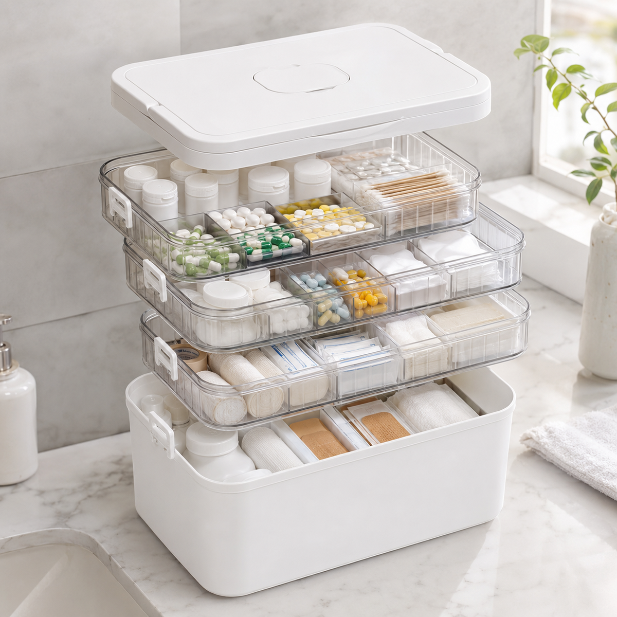 Multi-Layer Medicine Organizer Box
