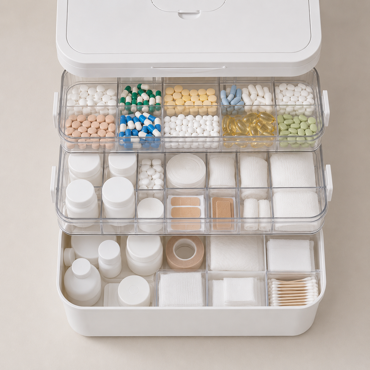 Multi-Layer Medicine Organizer Box